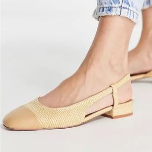 ASOS DESIGN Lively slingback ballet flats in natural raffia